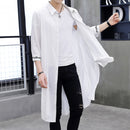 Men's mid-length windbreaker jacket and over-the-knee coat Chinese style men's road robe cardigan with sleeves and Hanfu gown