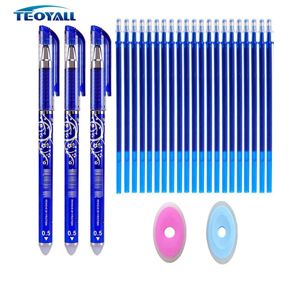 25Pcs Creative Drawing Gel Pen Erasable Refills Rod 0.5mm Ink Washable Handle Ballpoint Pens kawaii Stationery for School Office
