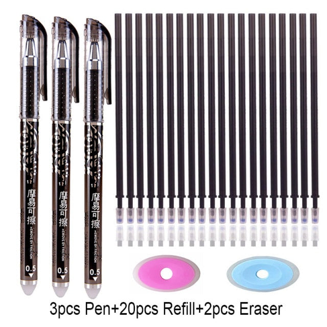25Pcs Creative Drawing Gel Pen Erasable Refills Rod 0.5mm Ink Washable Handle Ballpoint Pens kawaii Stationery for School Office