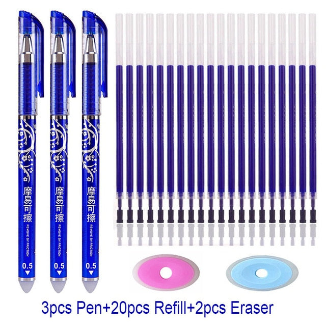 25Pcs Creative Drawing Gel Pen Erasable Refills Rod 0.5mm Ink Washable Handle Ballpoint Pens kawaii Stationery for School Office