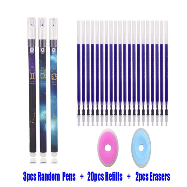 25Pcs Creative Drawing Gel Pen Erasable Refills Rod 0.5mm Ink Washable Handle Ballpoint Pens kawaii Stationery for School Office