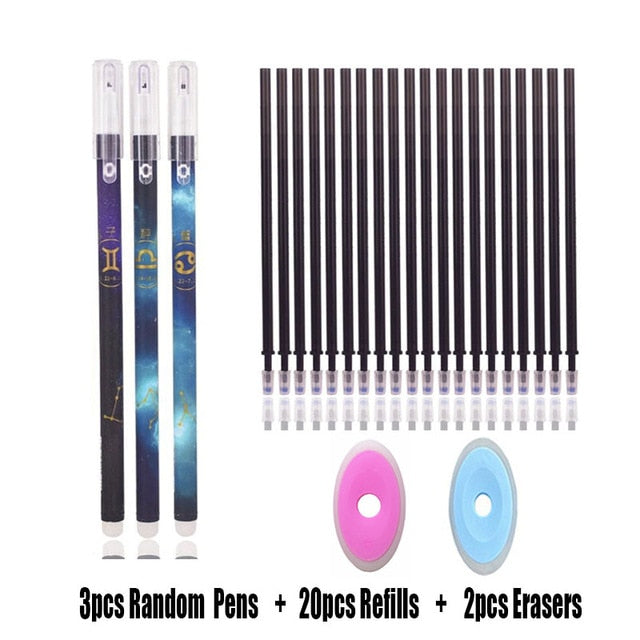 25Pcs Creative Drawing Gel Pen Erasable Refills Rod 0.5mm Ink Washable Handle Ballpoint Pens kawaii Stationery for School Office