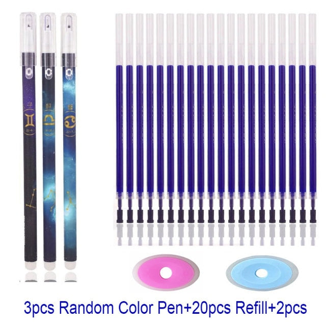 25Pcs Creative Drawing Gel Pen Erasable Refills Rod 0.5mm Ink Washable Handle Ballpoint Pens kawaii Stationery for School Office