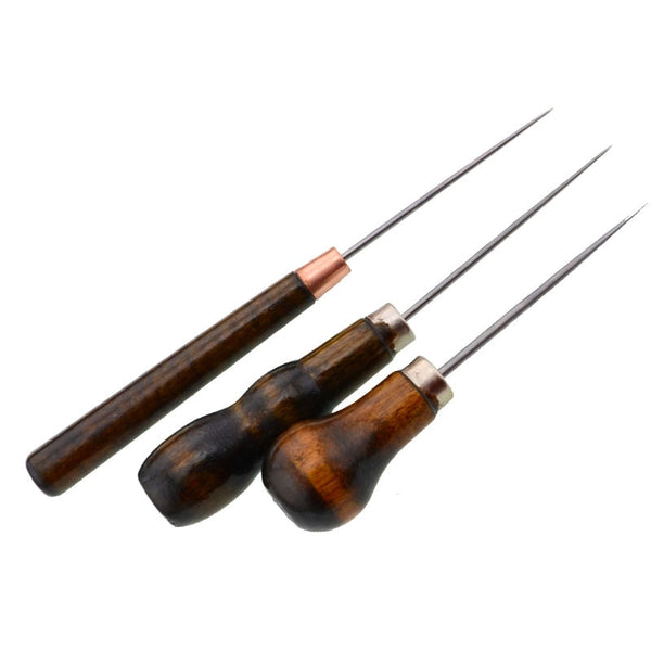 1Pcs Durable Professional Leather Wood Handle Awl Tools For Leather craft Stitching Sewing Hand Tools Accessories Fast Delivery