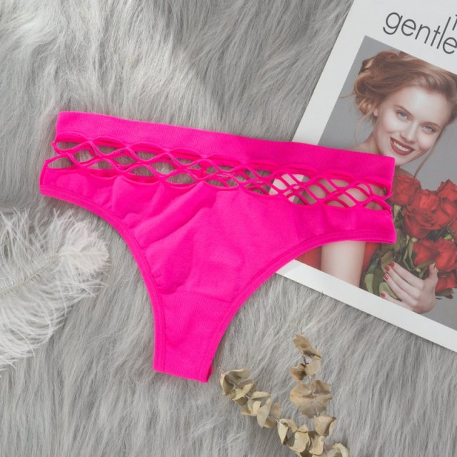 Hollow Out Lingerie Europe Seamless Sexy Panties Women High Elastic Mesh Thong Hip Waist Comfortable Female G- String Lingerie
