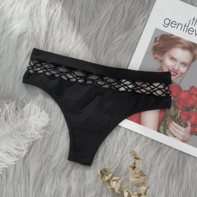 Hollow Out Lingerie Europe Seamless Sexy Panties Women High Elastic Mesh Thong Hip Waist Comfortable Female G- String Lingerie