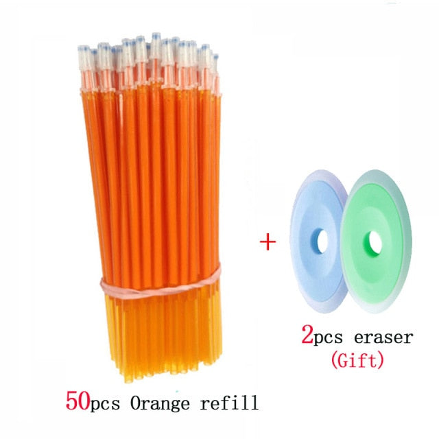 50pcs/lot Erasable Gel Pen Refills 0.5mm Office School Erasable Pen Washable Handle Colored Erasable Ink Pens Writing Stationery