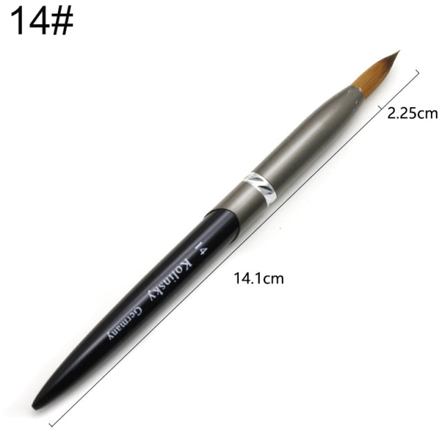 TIANMI kolinsky D Nail Brush Crystal Pen Pure Kolinsky Hair Acrylic Round Nail Brush Size 4/6/8/10/12/14/28 Nail Tool  2020