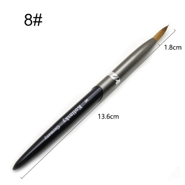 TIANMI kolinsky D Nail Brush Crystal Pen Pure Kolinsky Hair Acrylic Round Nail Brush Size 4/6/8/10/12/14/28 Nail Tool  2020