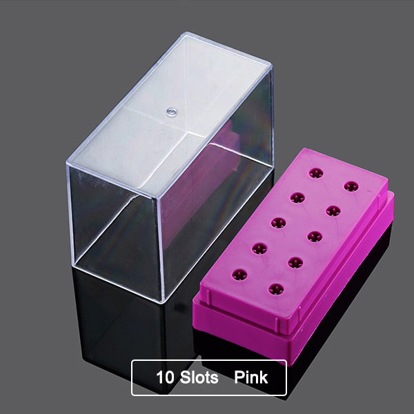 20 Slots Clear Nail Drill Bit Brush Plastic Storage Box Holder Container Manicure Cutters Display Nail Accessories Nail Art Tool