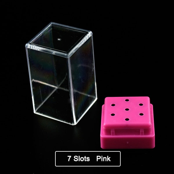 20 Slots Clear Nail Drill Bit Brush Plastic Storage Box Holder Container Manicure Cutters Display Nail Accessories Nail Art Tool