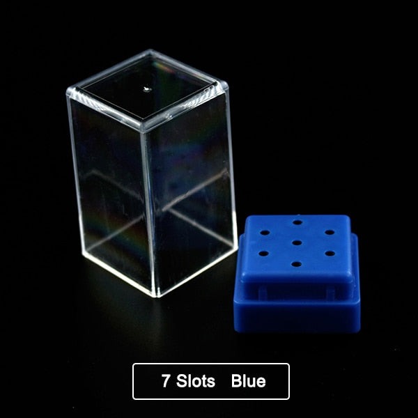 20 Slots Clear Nail Drill Bit Brush Plastic Storage Box Holder Container Manicure Cutters Display Nail Accessories Nail Art Tool