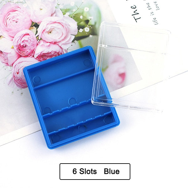 20 Slots Clear Nail Drill Bit Brush Plastic Storage Box Holder Container Manicure Cutters Display Nail Accessories Nail Art Tool