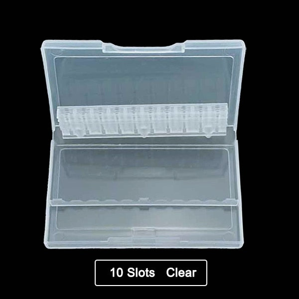 20 Slots Clear Nail Drill Bit Brush Plastic Storage Box Holder Container Manicure Cutters Display Nail Accessories Nail Art Tool