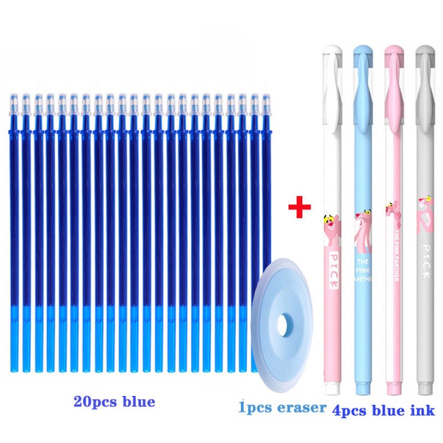25 pcs/set Erasable Gel Pen Refills Rod 0.5mm Washable Handle Magic Erasable Pen for School Pen Writing Tools Kawaii Stationery