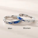 OBEAR 100%  925 Sterling Silver Angel And Devil Couple Rings Wing Feather Opening Rings for Women Men Lovers Party Jewelry