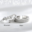 OBEAR 100%  925 Sterling Silver Angel And Devil Couple Rings Wing Feather Opening Rings for Women Men Lovers Party Jewelry