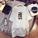 Women Dresses NEVER Series Letter  Black Mini Dress Loose Summer Long T Shirt Casual Clothes Femme Tops White Sukienka