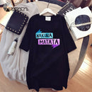 Women Dresses NEVER Series Letter  Black Mini Dress Loose Summer Long T Shirt Casual Clothes Femme Tops White Sukienka