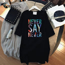 Women Dresses NEVER Series Letter  Black Mini Dress Loose Summer Long T Shirt Casual Clothes Femme Tops White Sukienka