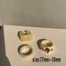 HUANZHI 2021 New Colourful Transparent Resin Acrylic Rhinestone Geometric Square Round Rings Set for Women Jewelry Travel Gifts