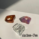HUANZHI 2021 New Colourful Transparent Resin Acrylic Rhinestone Geometric Square Round Rings Set for Women Jewelry Travel Gifts