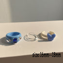 HUANZHI 2021 New Colourful Transparent Resin Acrylic Rhinestone Geometric Square Round Rings Set for Women Jewelry Travel Gifts