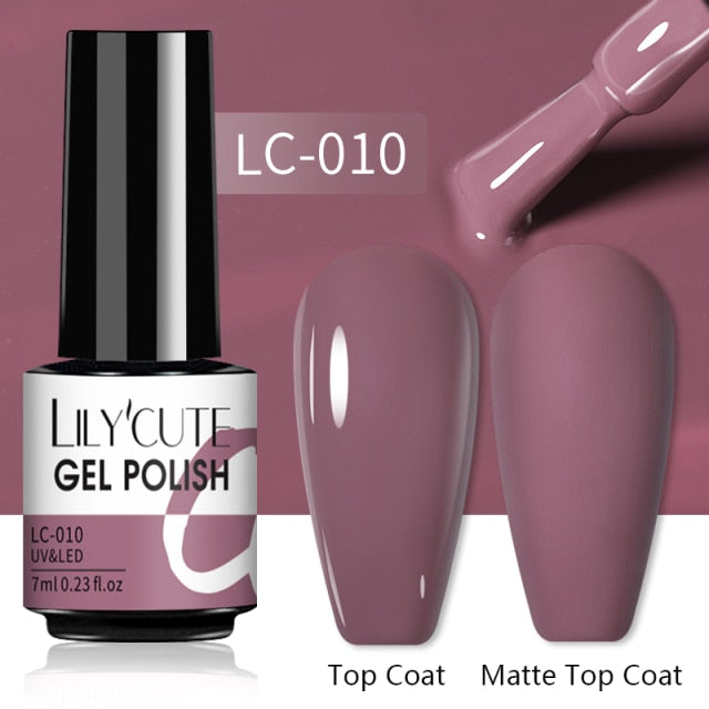 LILYCUTE Nail Gel Polish UV Semi Permanent Ice Purple Serise Nail Art All For Manicure LED Gel Base Top Coat Gel Varnish Polish