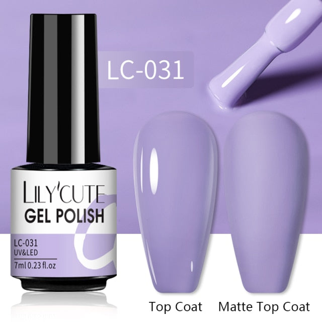 LILYCUTE Nail Gel Polish UV Semi Permanent Ice Purple Serise Nail Art All For Manicure LED Gel Base Top Coat Gel Varnish Polish