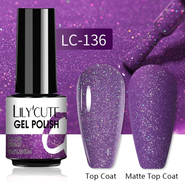 LILYCUTE Nail Gel Polish UV Semi Permanent Ice Purple Serise Nail Art All For Manicure LED Gel Base Top Coat Gel Varnish Polish