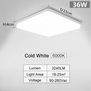Square Led ceiling lamp for bedroom lighting Neutral white cold white warm white 48W 36W 24W 18W led ceiling light living room