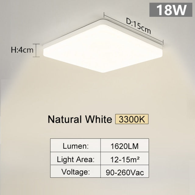 Square Led ceiling lamp for bedroom lighting Neutral white cold white warm white 48W 36W 24W 18W led ceiling light living room