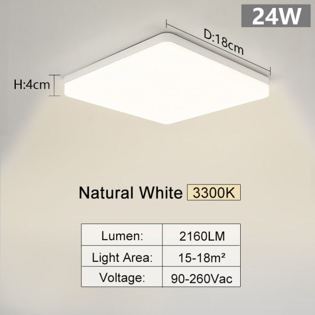 Square Led ceiling lamp for bedroom lighting Neutral white cold white warm white 48W 36W 24W 18W led ceiling light living room