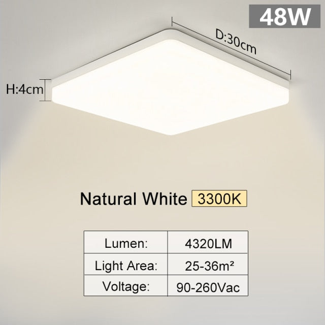 Square Led ceiling lamp for bedroom lighting Neutral white cold white warm white 48W 36W 24W 18W led ceiling light living room