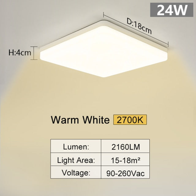 Square Led ceiling lamp for bedroom lighting Neutral white cold white warm white 48W 36W 24W 18W led ceiling light living room
