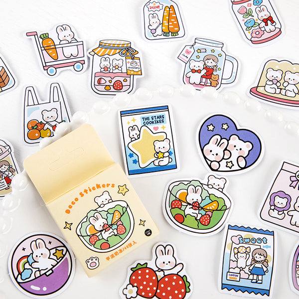 46 Pcs Cartoon Animals Food Mini Paper Sticker Bag Diy Diary Planner Decoration Sticker Album Scrapbooking Kawaii Stationery