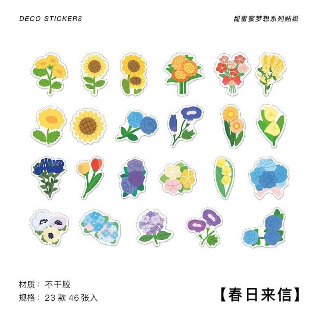 46 Pcs Cartoon Animals Food Mini Paper Sticker Bag Diy Diary Planner Decoration Sticker Album Scrapbooking Kawaii Stationery