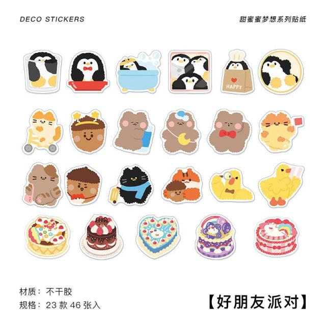 46 Pcs Cartoon Animals Food Mini Paper Sticker Bag Diy Diary Planner Decoration Sticker Album Scrapbooking Kawaii Stationery