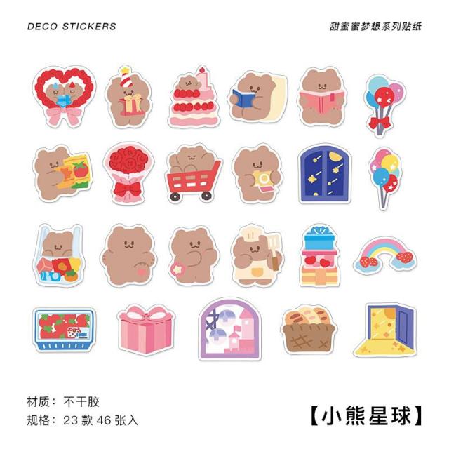 46 Pcs Cartoon Animals Food Mini Paper Sticker Bag Diy Diary Planner Decoration Sticker Album Scrapbooking Kawaii Stationery