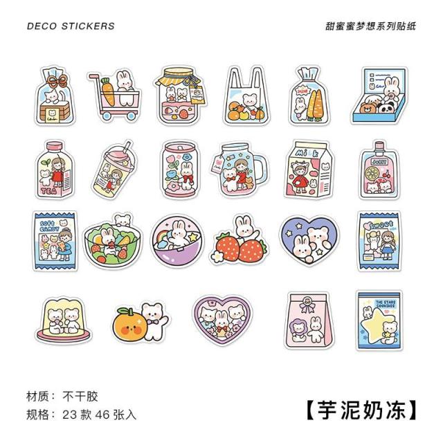 46 Pcs Cartoon Animals Food Mini Paper Sticker Bag Diy Diary Planner Decoration Sticker Album Scrapbooking Kawaii Stationery