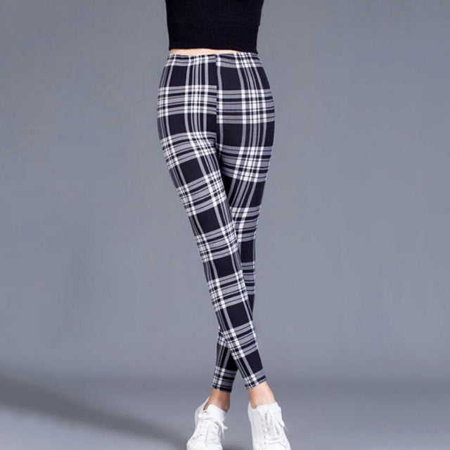 YSDNCHI Black White Pants Striped Elastic Trousers Print Fitness Leggings For Women Sporting Workout Leggins