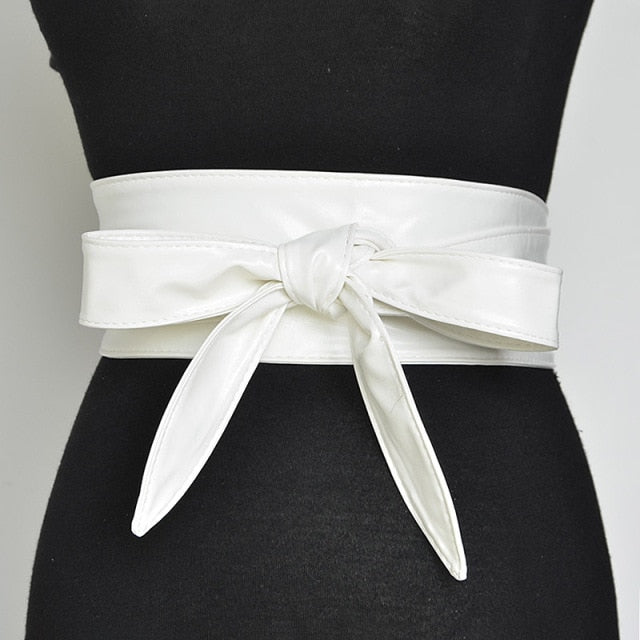 Women Lace Up Belt New Bowknot Belts for Women Longer Wide Bind Waistband Ties Bow Ladies Dress Decoration Fashion Pu 2020 Adult