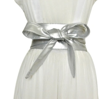 Women Lace Up Belt New Bowknot Belts for Women Longer Wide Bind Waistband Ties Bow Ladies Dress Decoration Fashion Pu 2020 Adult