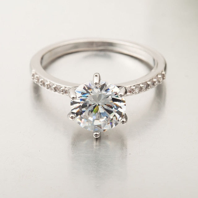 2021 New Trendy Elegant Zircon Rings For Women White CZ Crystal Engagement Design Hot Sale Zircon Rings Female Wedding Jewelry