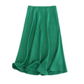 Tangada women solid quality satin midi skirt vintage side zipper office ladies elegant chic A-line skirts 6D18