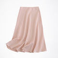 Tangada women solid quality satin midi skirt vintage side zipper office ladies elegant chic A-line skirts 6D18