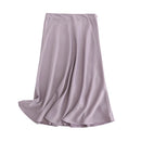 Tangada women solid quality satin midi skirt vintage side zipper office ladies elegant chic A-line skirts 6D18