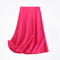Tangada women solid quality satin midi skirt vintage side zipper office ladies elegant chic A-line skirts 6D18