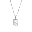 2021 Trend 18K Golden Chain Necklaces Male Square Natural Shell Initial Letters Pendant Stainless Steel Jewelry for Women Gifts
