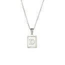 2021 Trend 18K Golden Chain Necklaces Male Square Natural Shell Initial Letters Pendant Stainless Steel Jewelry for Women Gifts